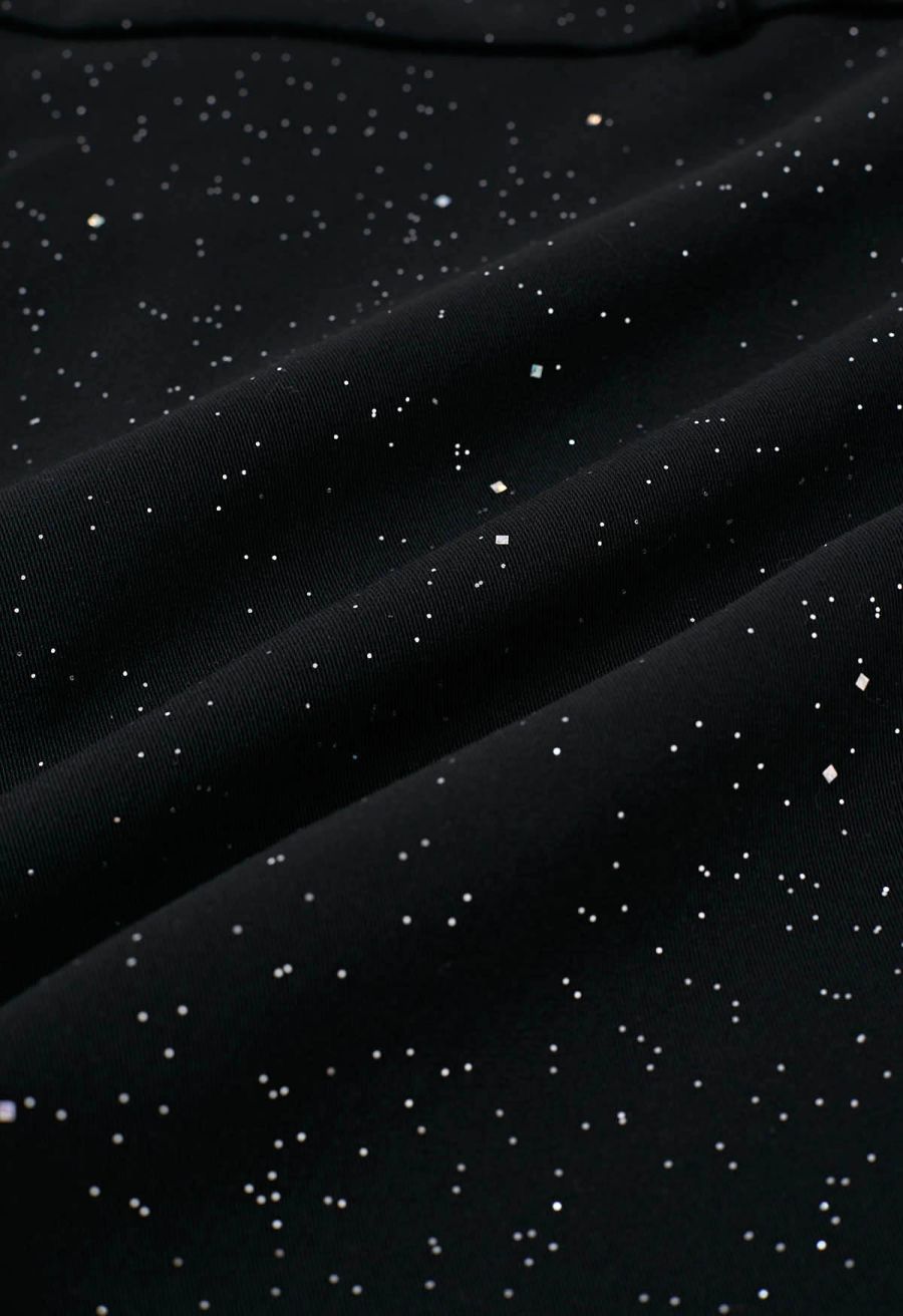 Starry Night Belted Mini Bud Skirt in Black