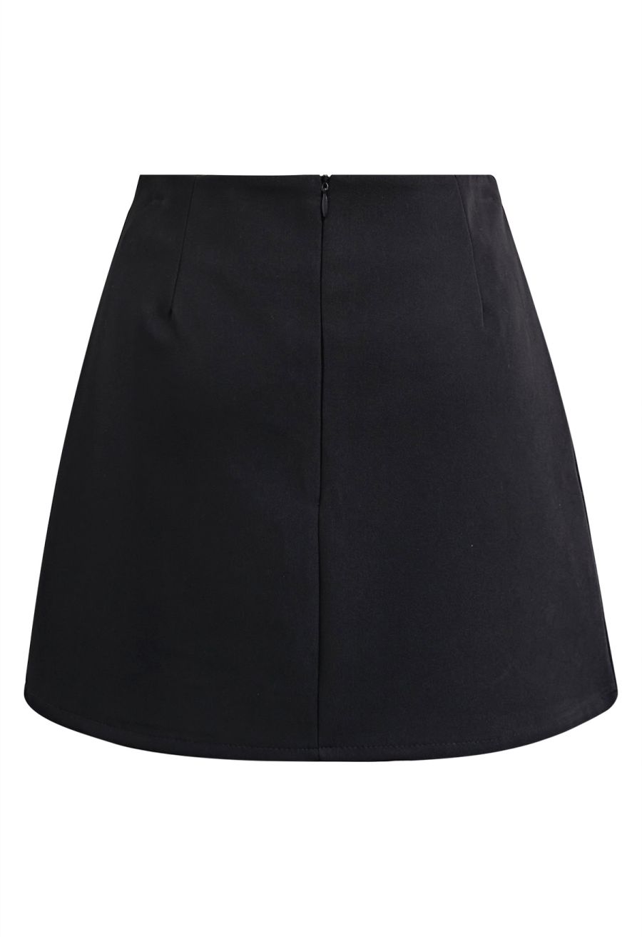 Rhinestone Decor Grid Mini Bud Skirt in Black