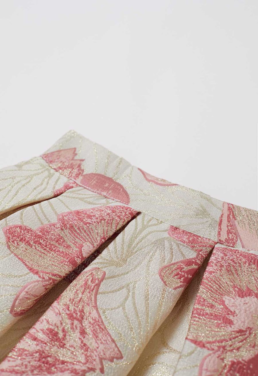 Pink Tulip Metallic Jacquard A-Line Midi Skirt