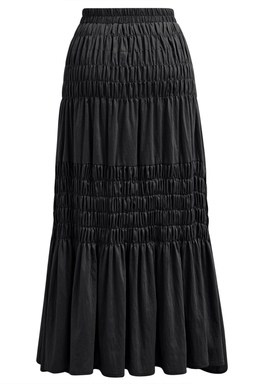 Modern Favorite Shirred Skirt in Black