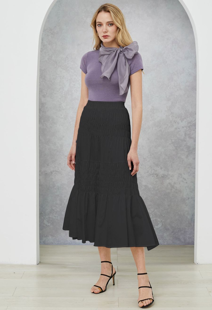 Modern Favorite Shirred Skirt in Black