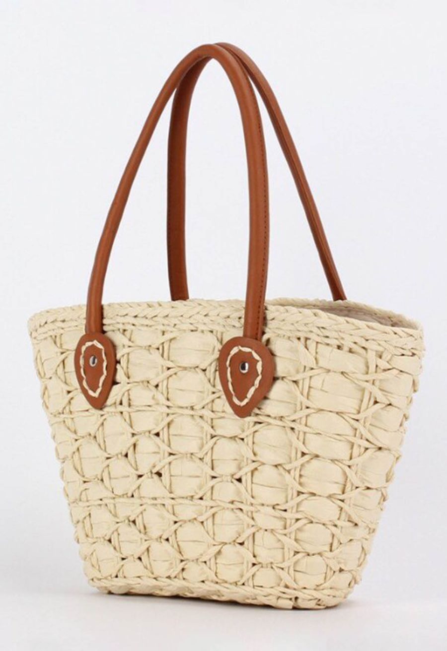 Diamond Handmade Braided Straw Handbag