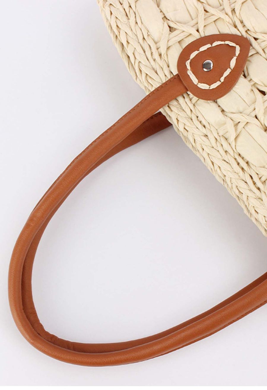 Diamond Handmade Braided Straw Handbag