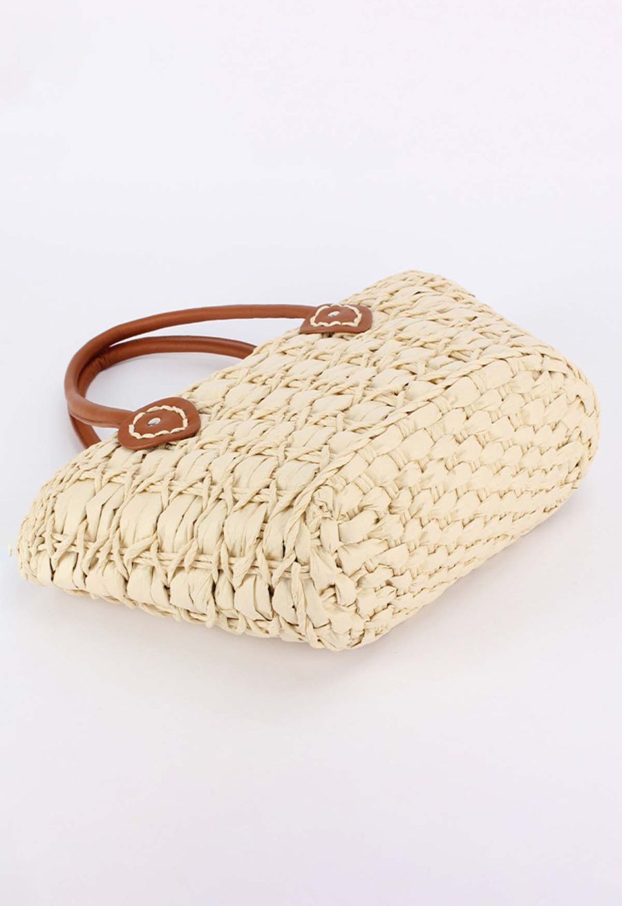 Diamond Handmade Braided Straw Handbag