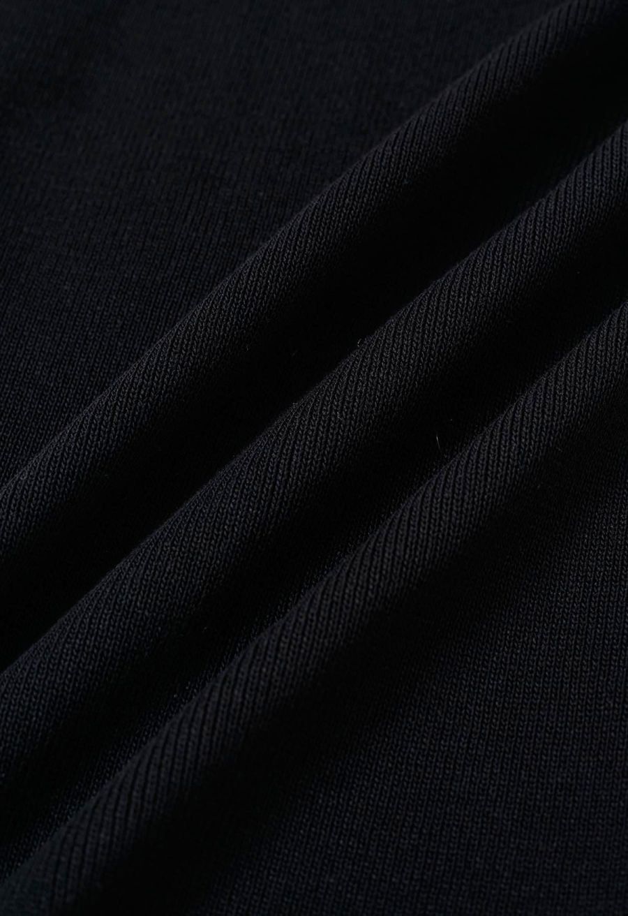 Golden Button Knit Vest and Pants Set in Black