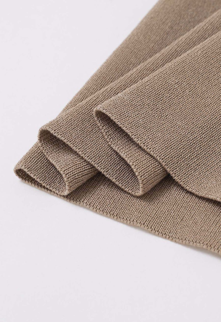 Golden Button Knit Vest and Pants Set in Camel