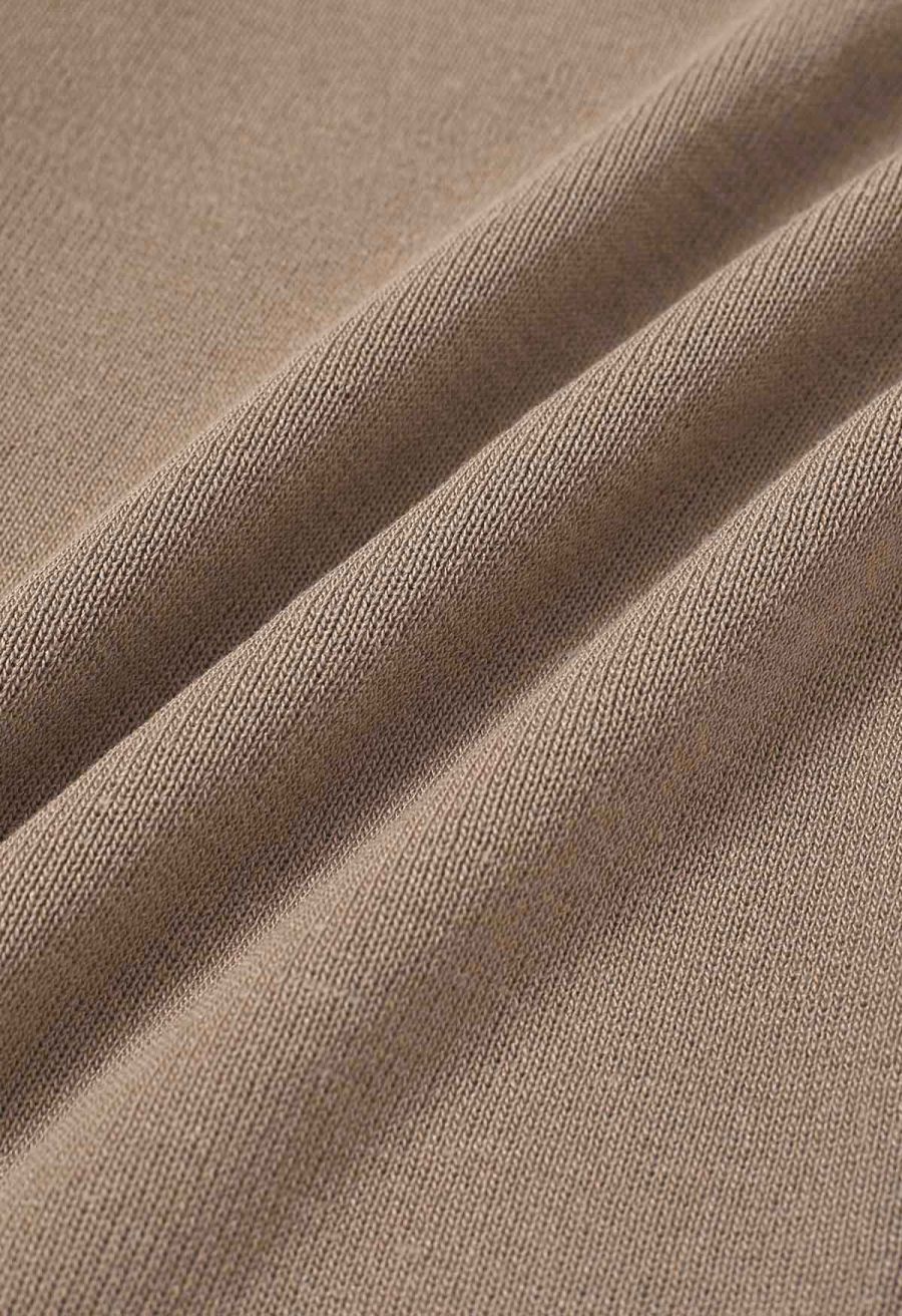 Golden Button Knit Vest and Pants Set in Camel