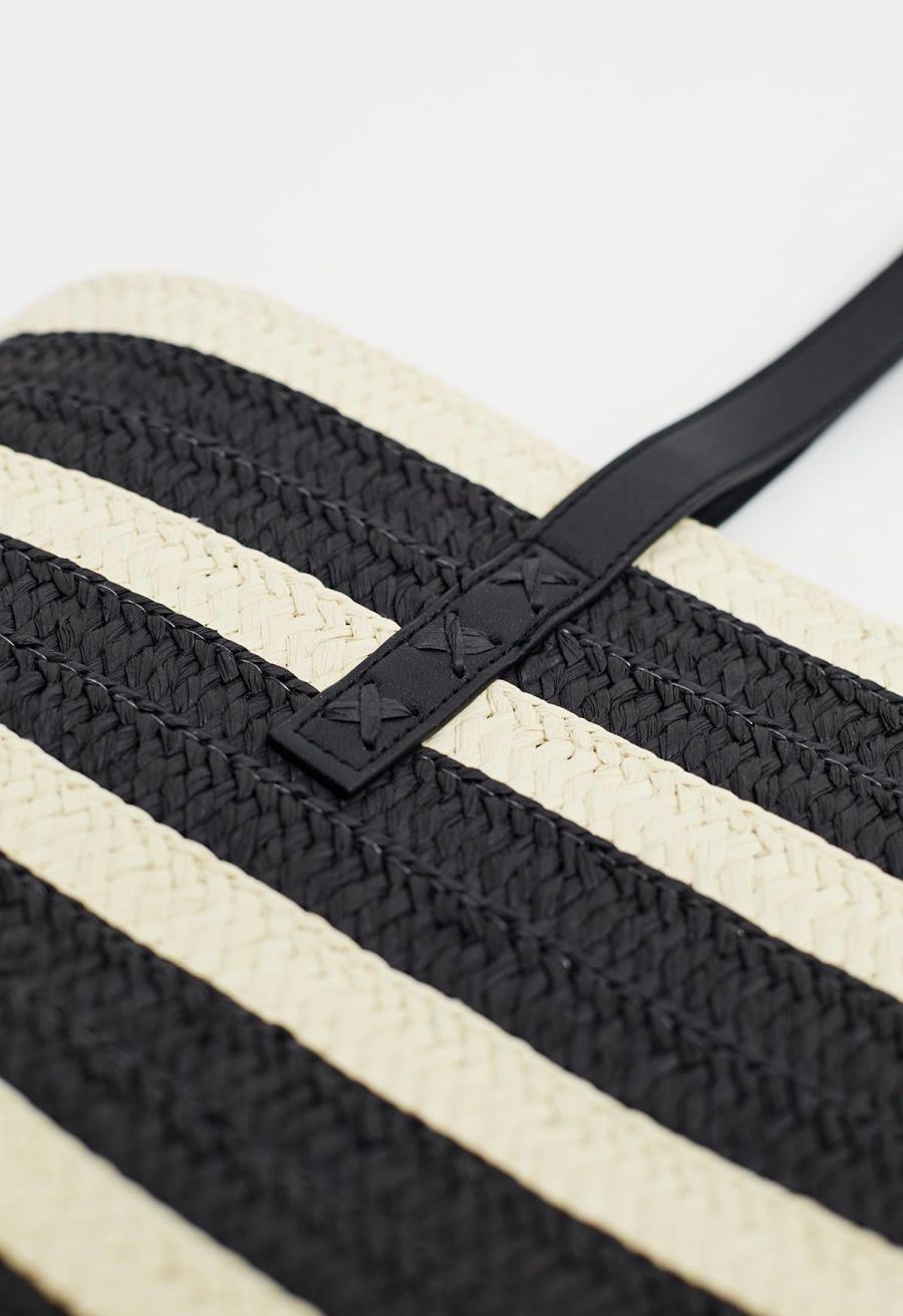 Contrast Color Handmade Woven Straw Bag