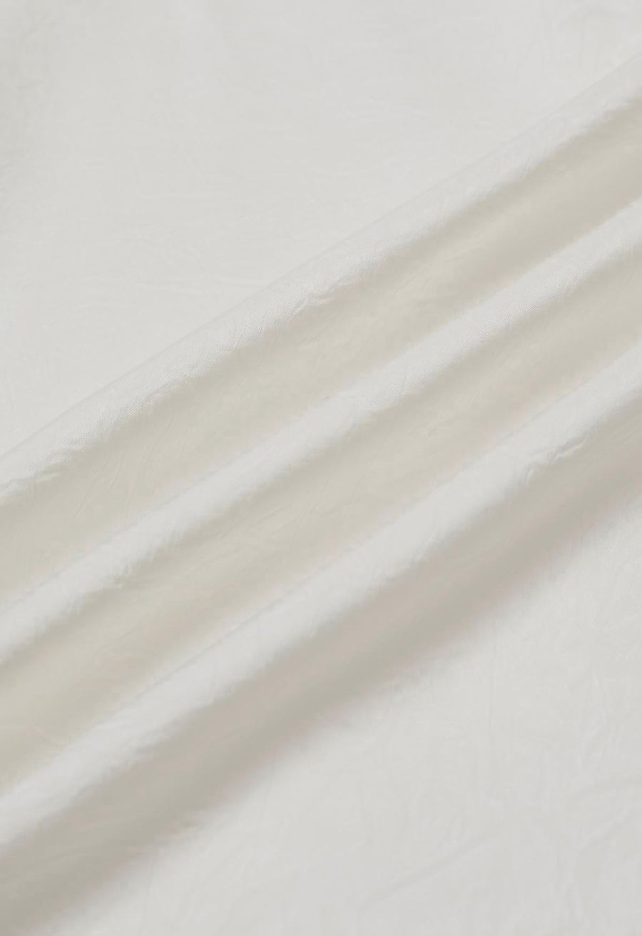 Tie-String Batwing Sleeve Texture Satin Top in Cream