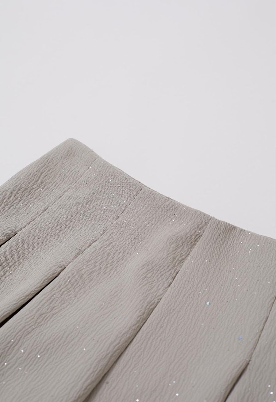 Sequins Embellished Pleats Wide-Leg Pants in Sage