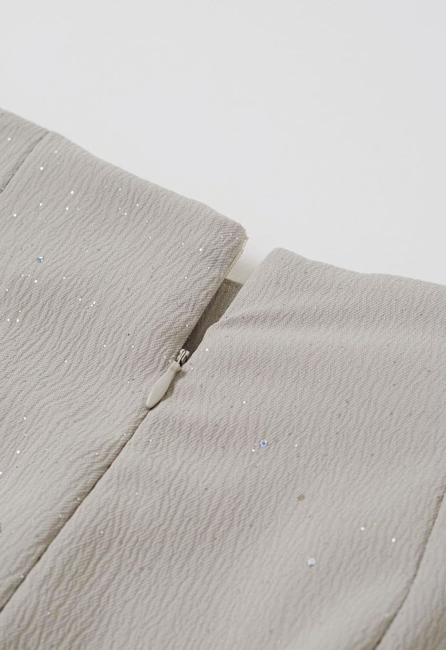 Sequins Embellished Pleats Wide-Leg Pants in Sage