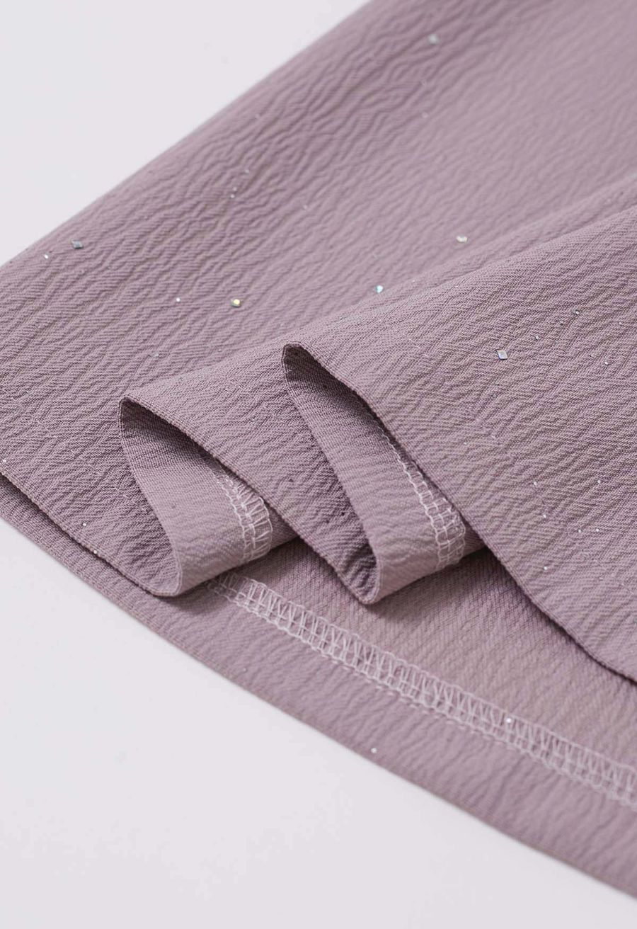 Sequins Embellished Pleats Wide-Leg Pants in Lavender