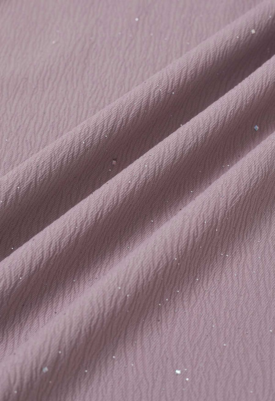 Sequins Embellished Pleats Wide-Leg Pants in Lavender