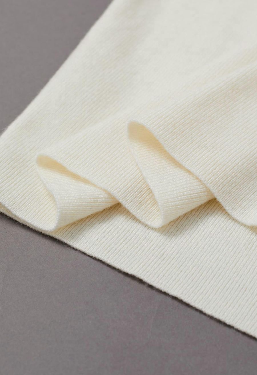 Square Neck Knit Tank Top in Cream