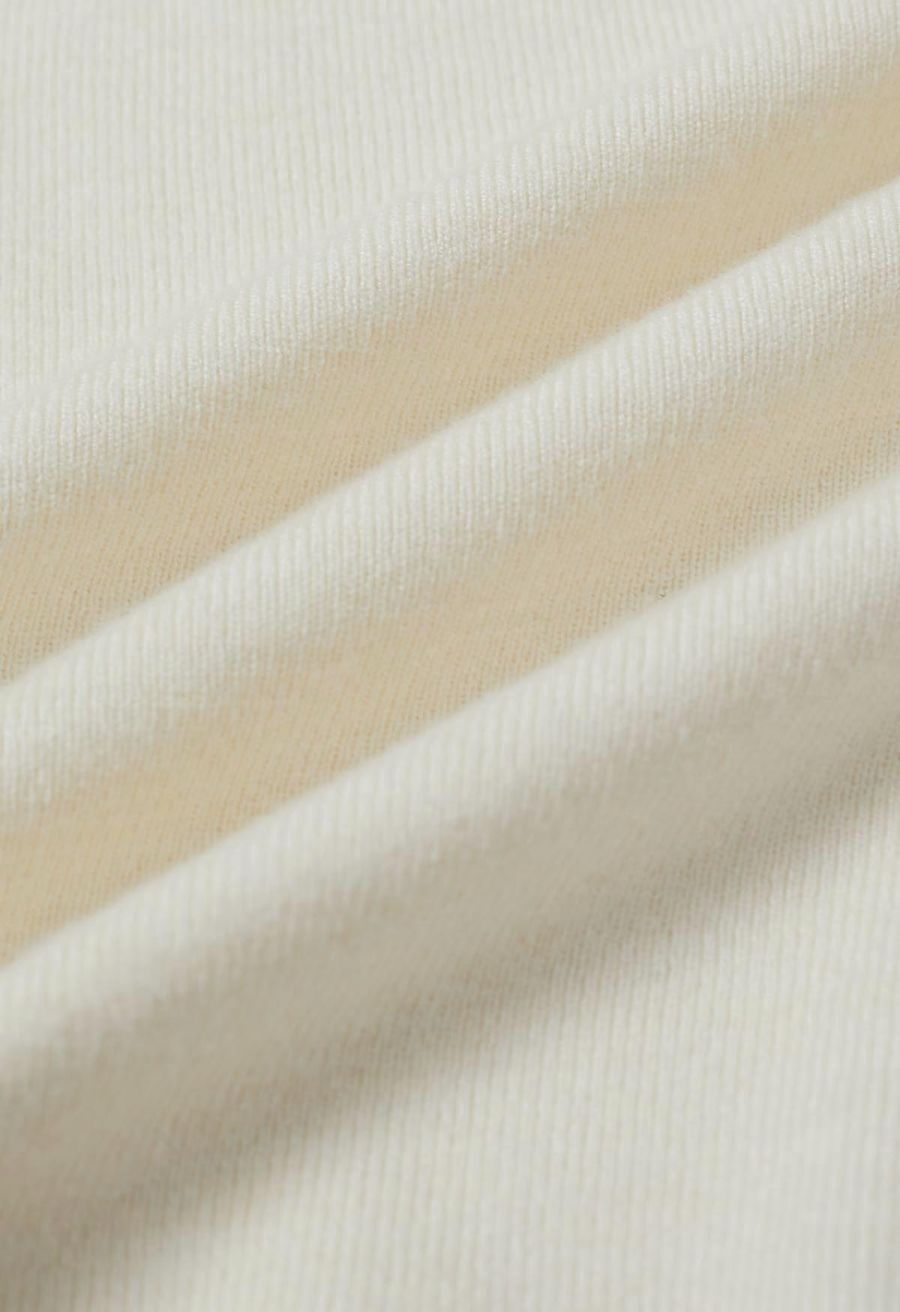 Square Neck Knit Tank Top in Cream