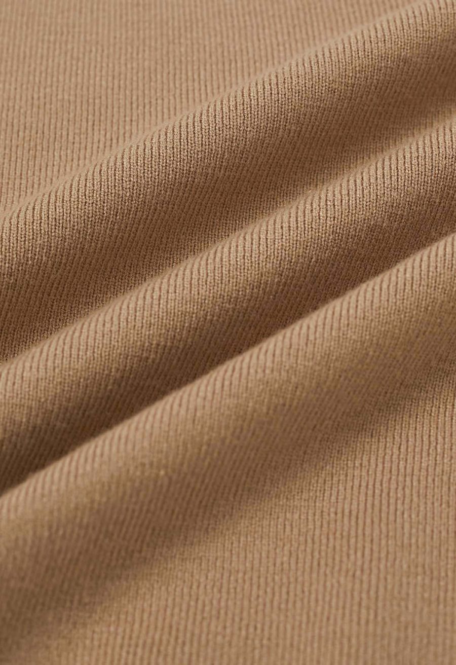 Square Neck Knit Tank Top in Tan