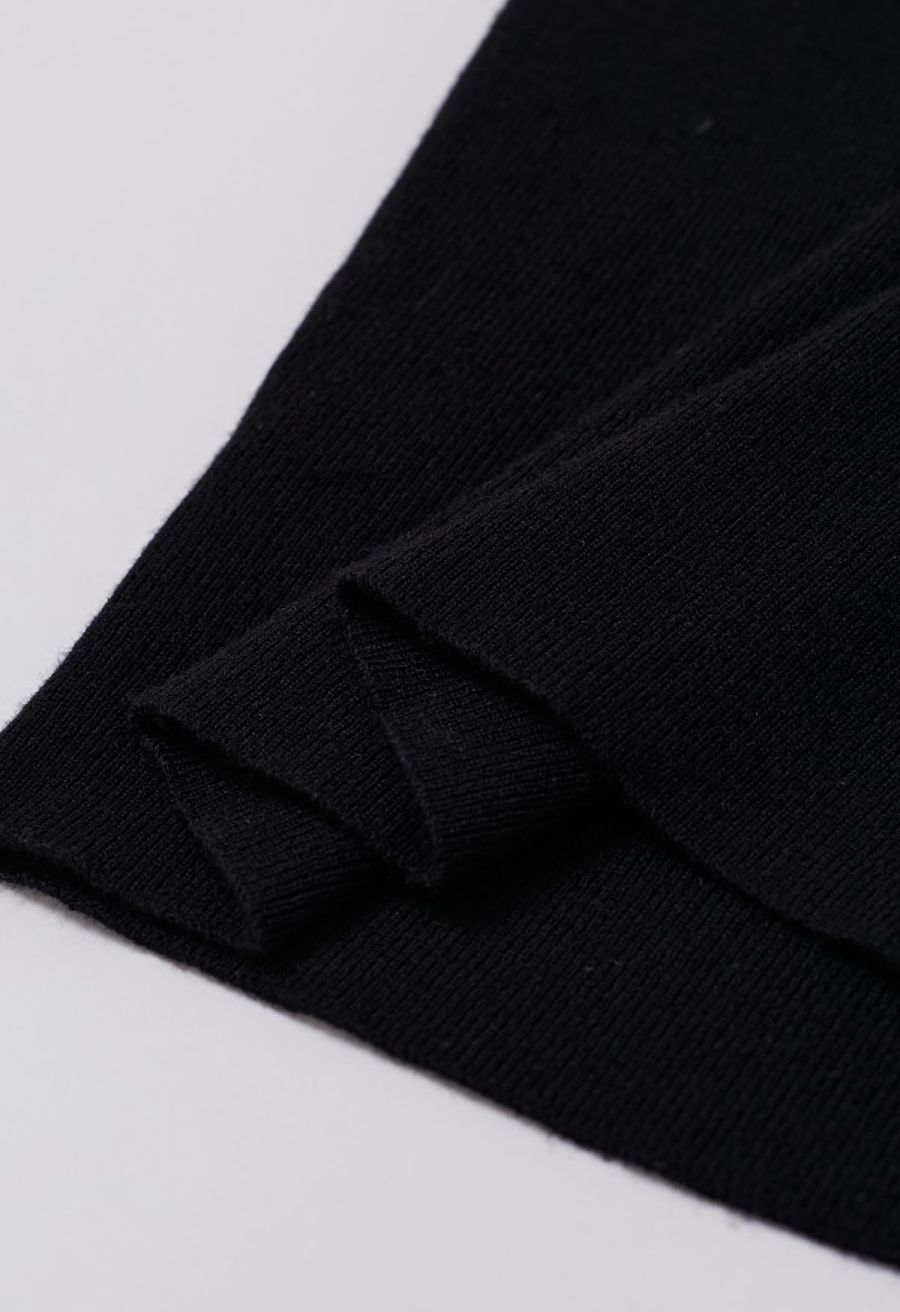 Square Neck Knit Tank Top in Black