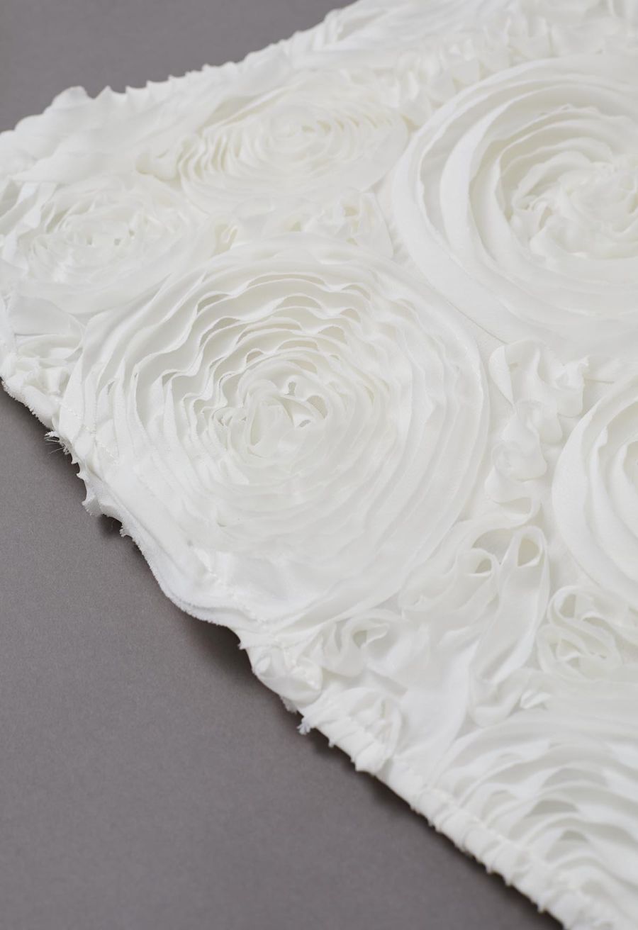 Gorgeous 3D Rose Petal A-Line Midi Skirt in Cream