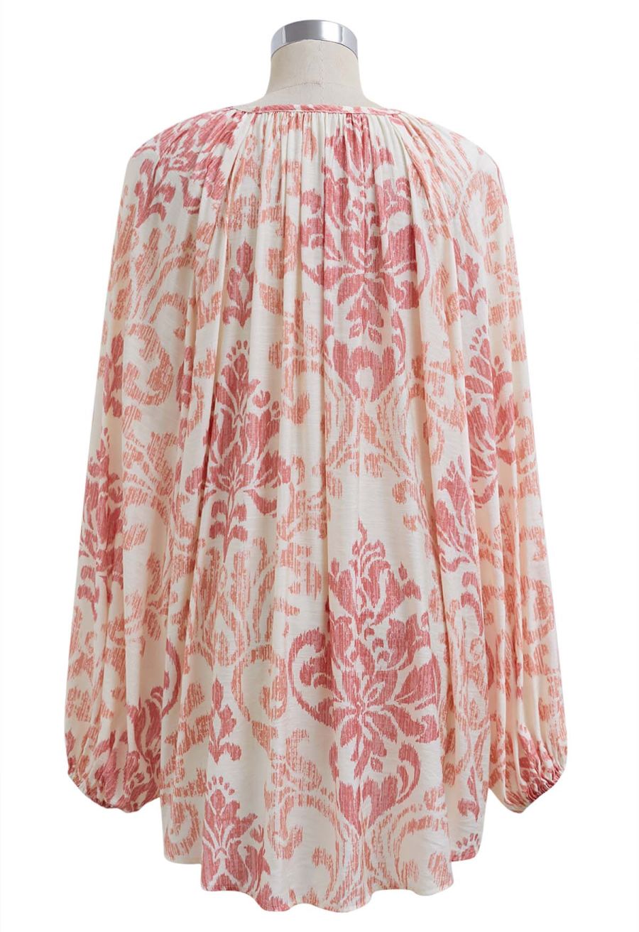 Ornate Petals Tassel String Dolly Top and Shorts Set in Coral