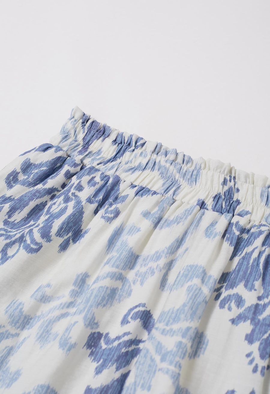 Ornate Petals Tassel String Dolly Top and Shorts Set in Blue