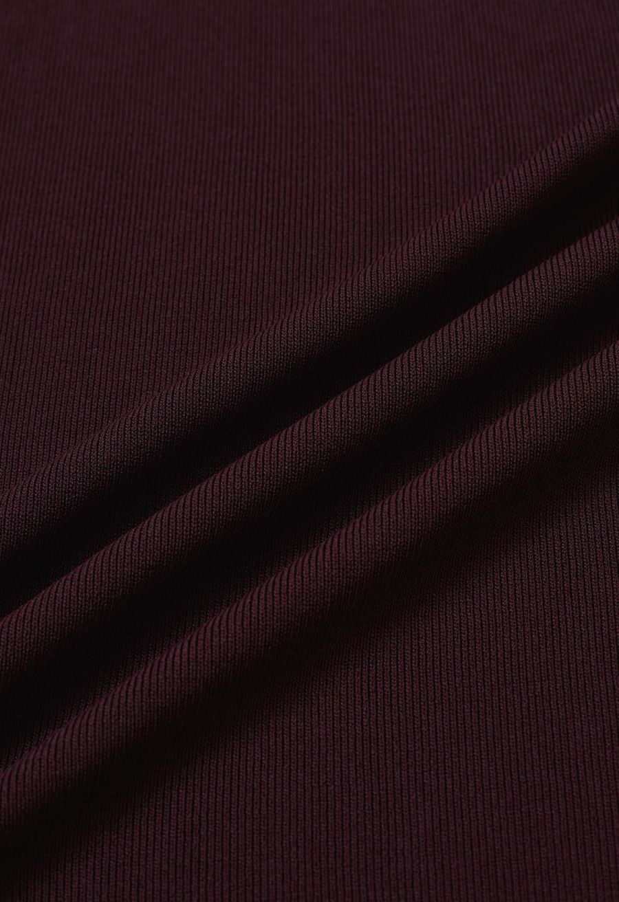 Halter Neck Cutout Wrap Knit Twinset Dress in Plum