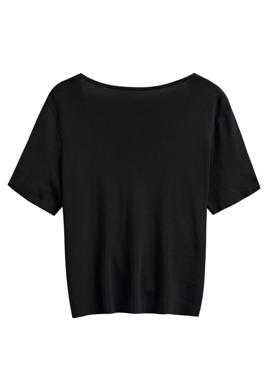 Halter Neck Cutout Wrap Knit Twinset Dress in Black