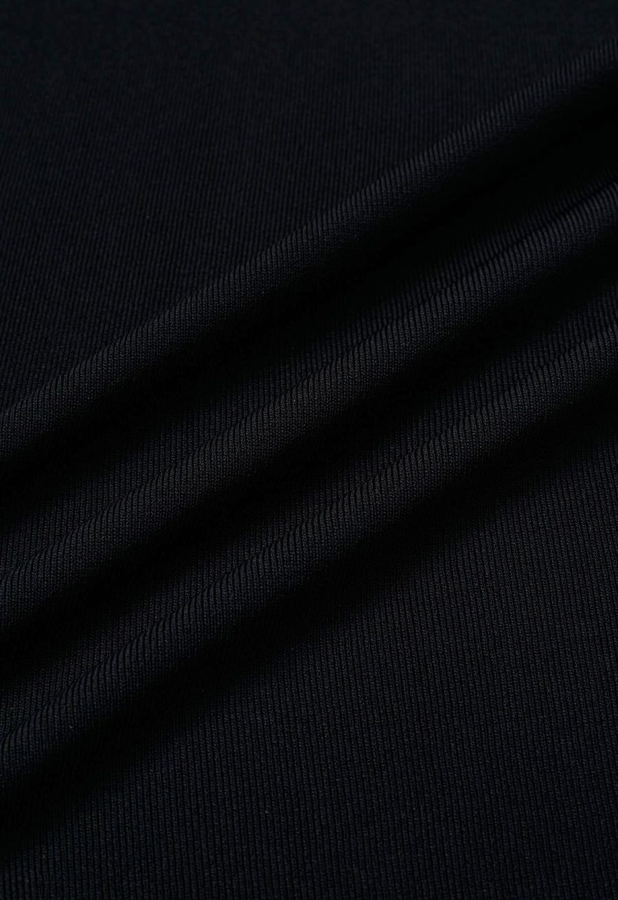 Halter Neck Cutout Wrap Knit Twinset Dress in Black