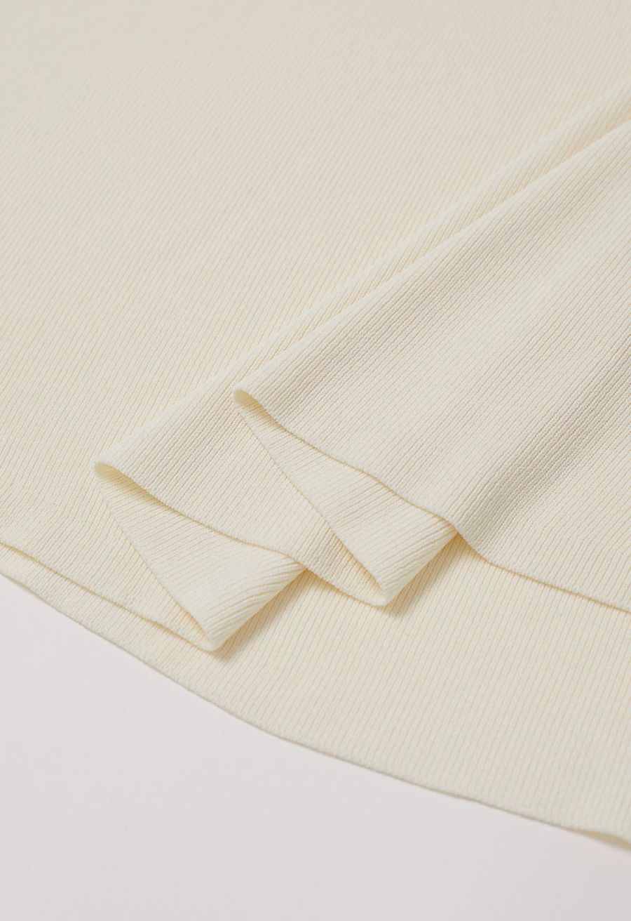 Halter Neck Cutout Wrap Knit Twinset Dress in Cream