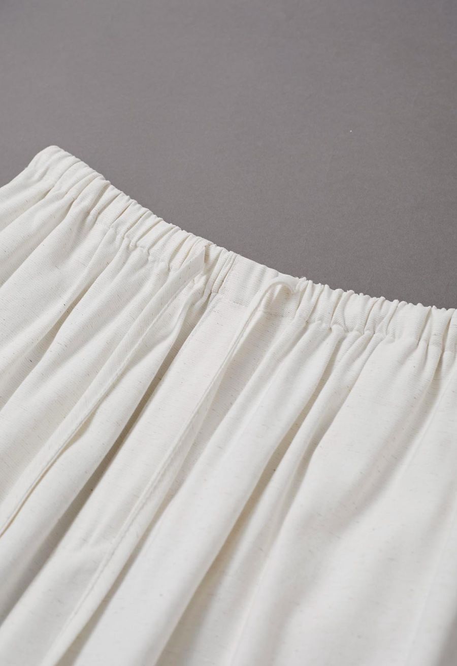 Simplicity Drawstring Straight-Leg Cotton Pants in White