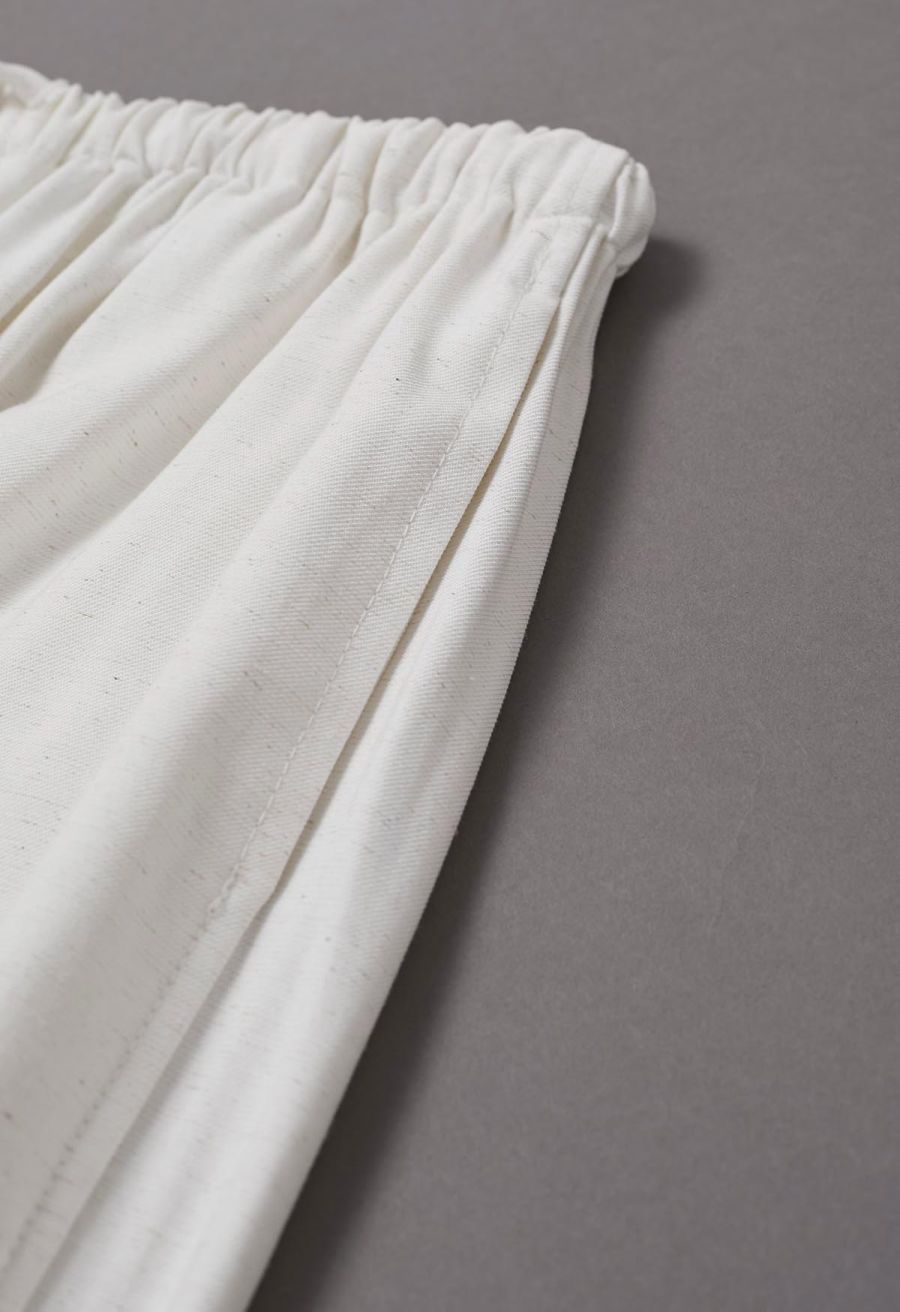 Simplicity Drawstring Straight-Leg Cotton Pants in White