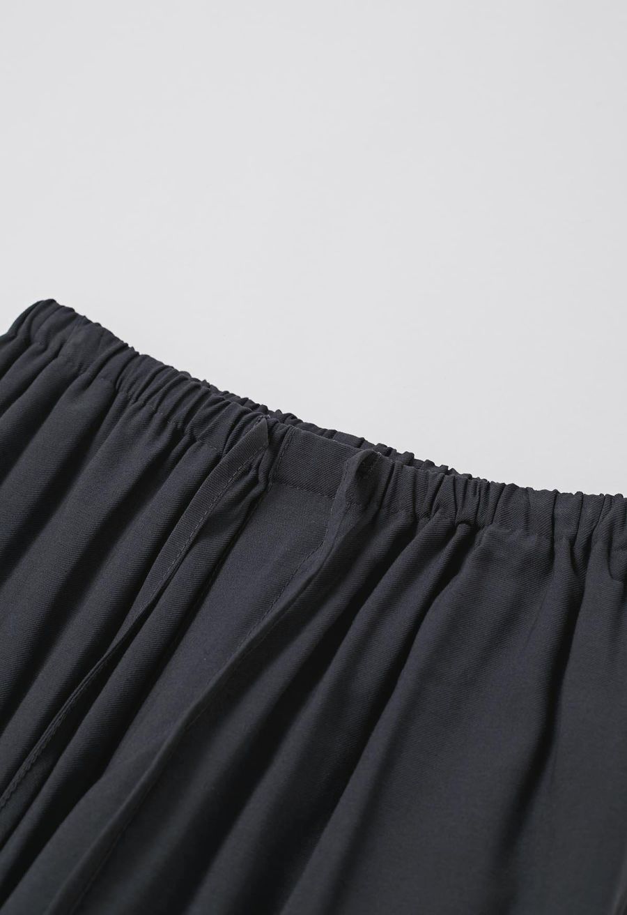 Simplicity Drawstring Straight-Leg Cotton Pants in Smoke