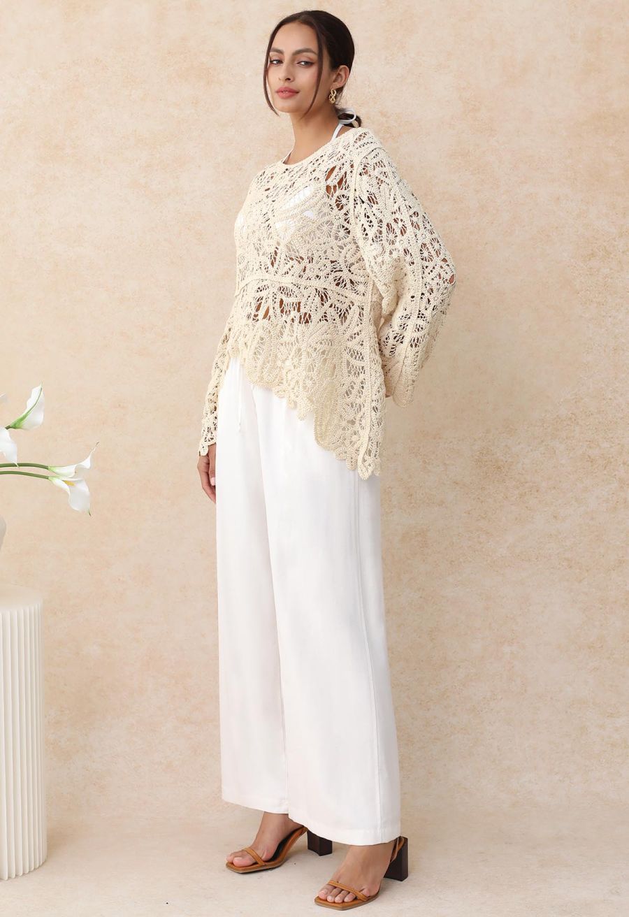 Simplicity Drawstring Straight-Leg Cotton Pants in White