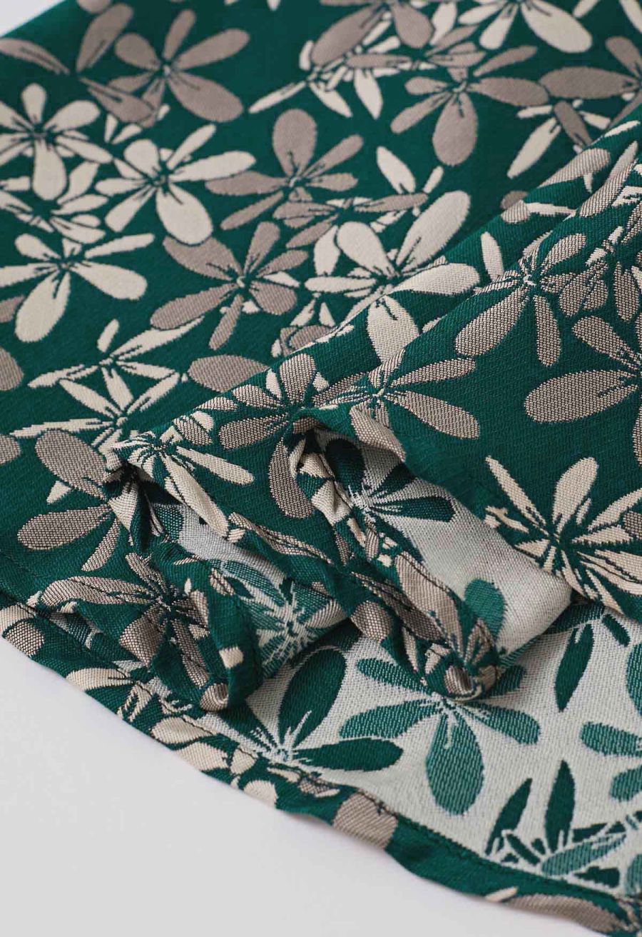 Blissful Daisy Jacquard Side Pocket A-Line Midi Skirt