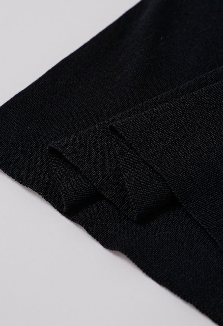 Side Tie Knotted Cap Sleeve Crop Knit Top in Black