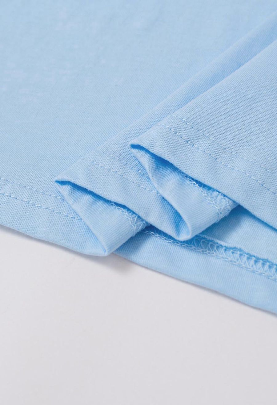 Exaggerated Organza Ruffles Sleeveless Top in Sky Blue