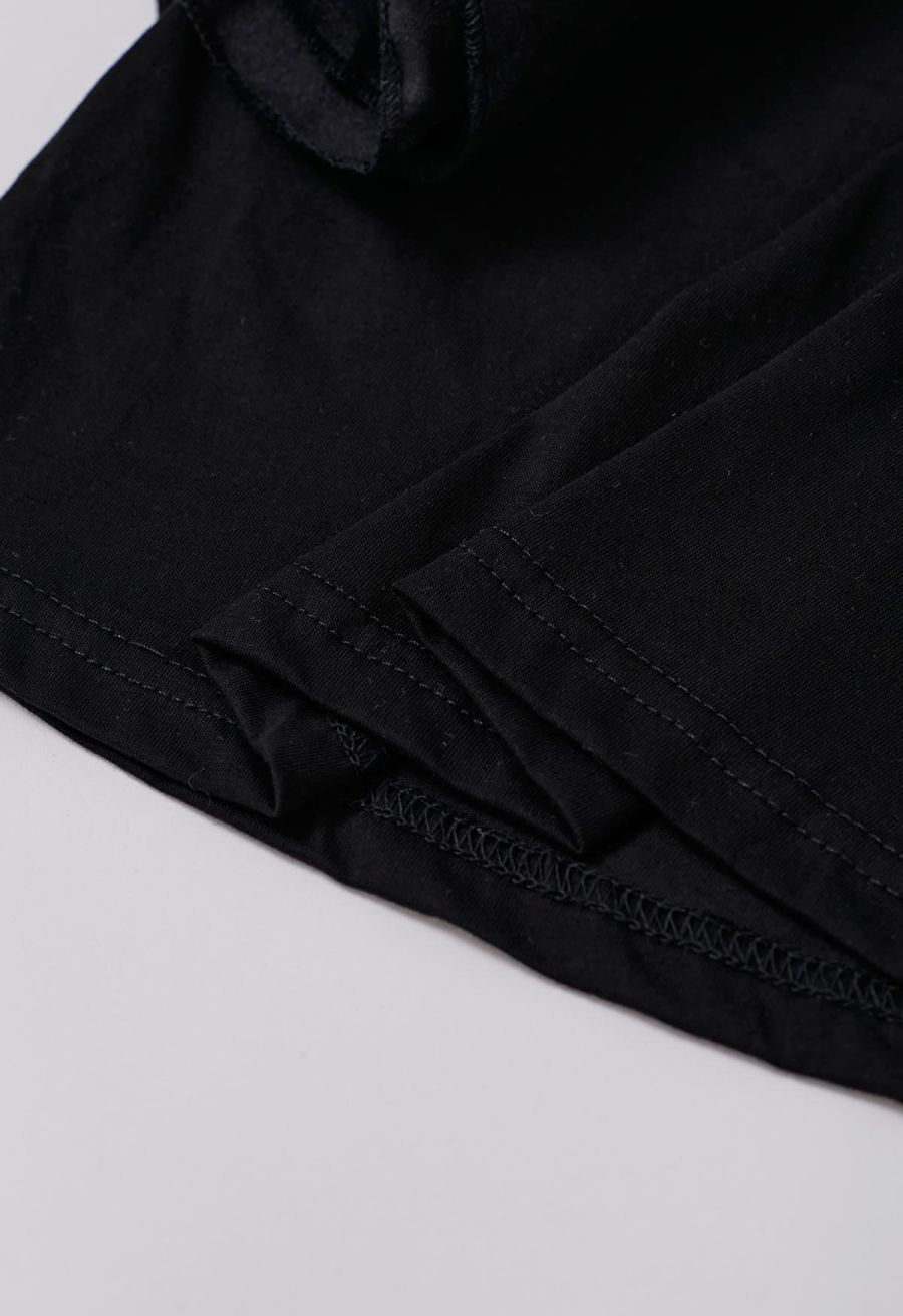 Exaggerated Organza Ruffles Sleeveless Top in Black