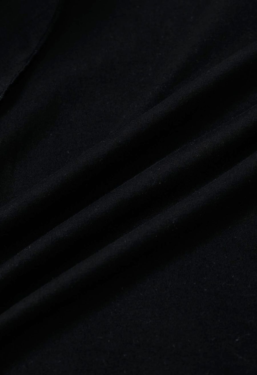 Exaggerated Organza Ruffles Sleeveless Top in Black
