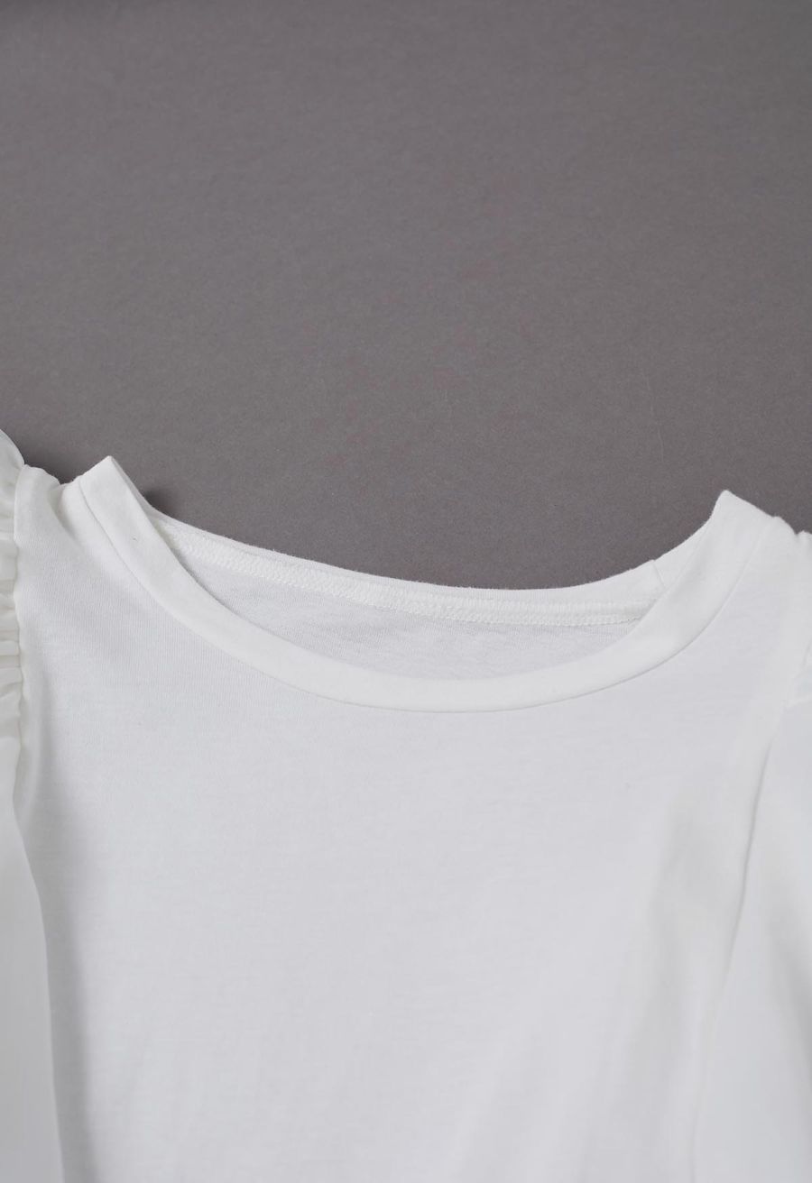 Exaggerated Organza Ruffles Sleeveless Top in White