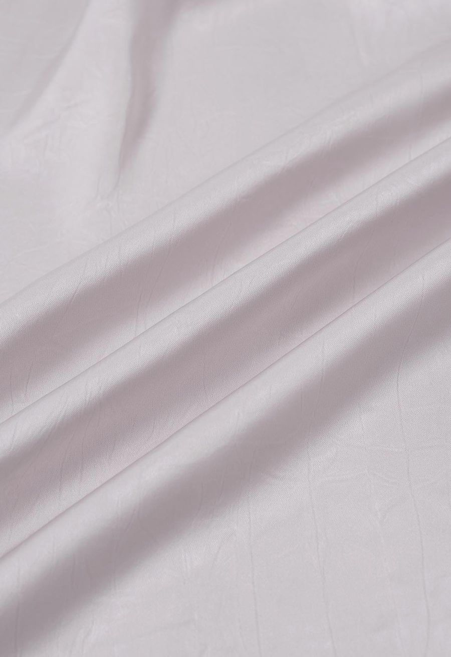 Brooch Decor Necktie Textured Satin Top in Lavender