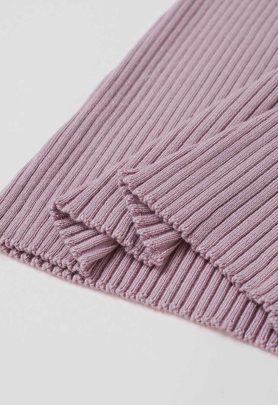 Crisscross Full Ribbed Knit Top in Mauve