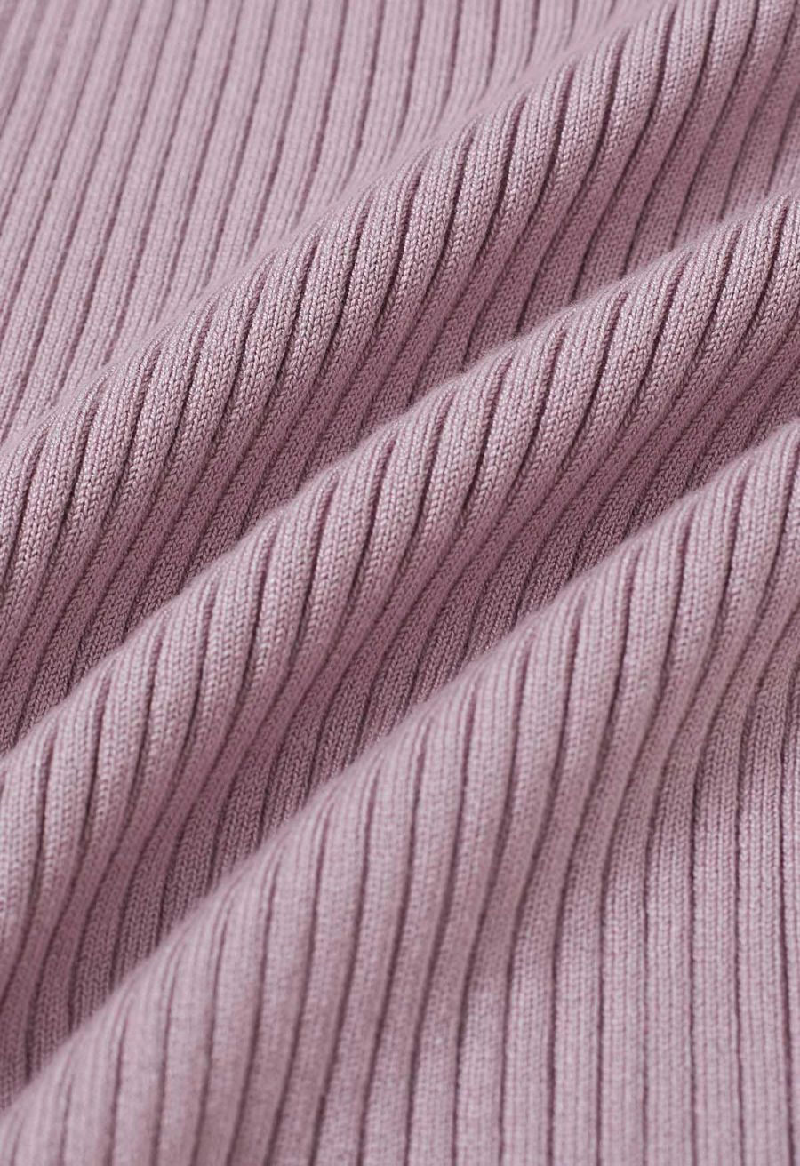 Crisscross Full Ribbed Knit Top in Mauve