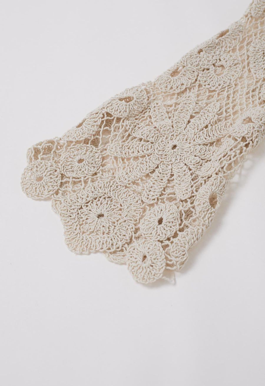 Floral Cutwork Grid Crochet Cover Up Dress in Sand