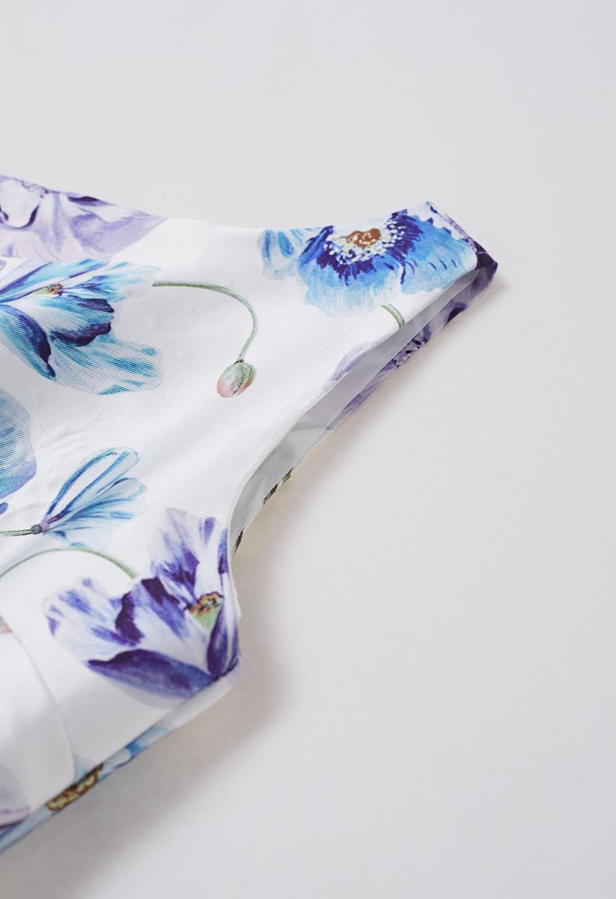 Watercolor Anemone Blossom Sleeveless Midi Dress