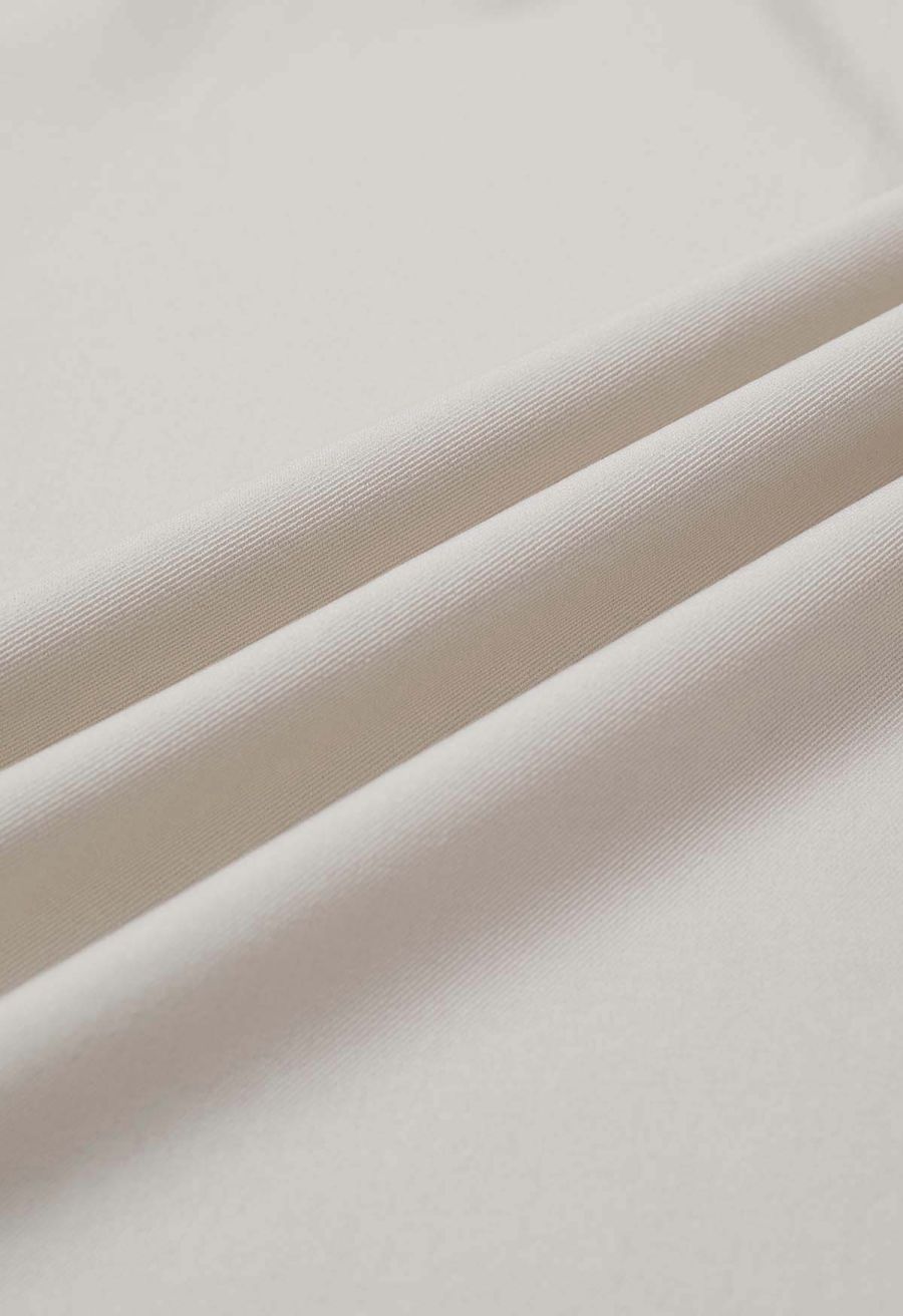 Adjustable Button-Waist Wide-Leg Pants in Ivory