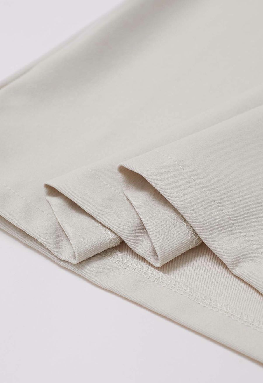 Adjustable Button-Waist Wide-Leg Pants in Ivory