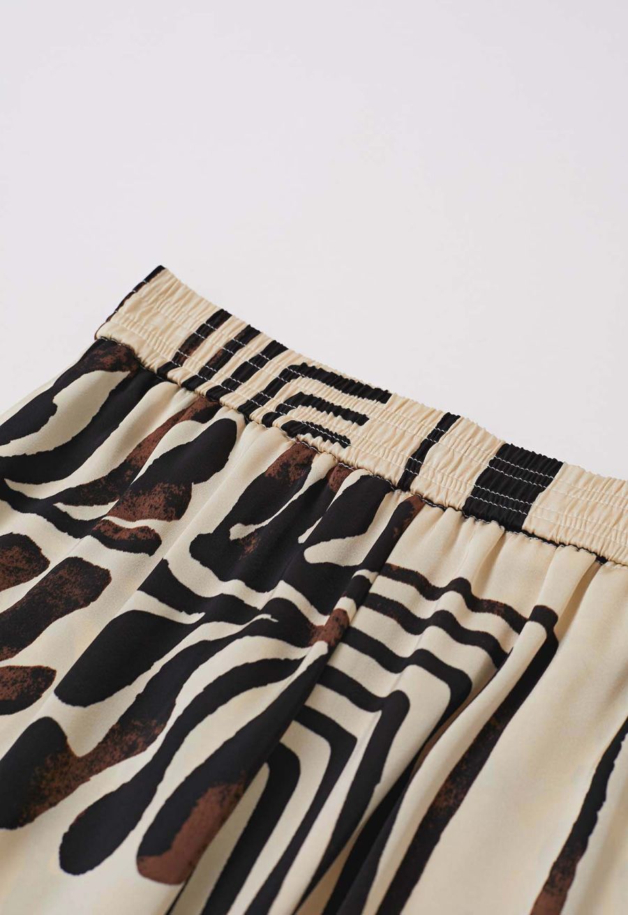Two-Tone Exotic Tile Printed Satin Pants