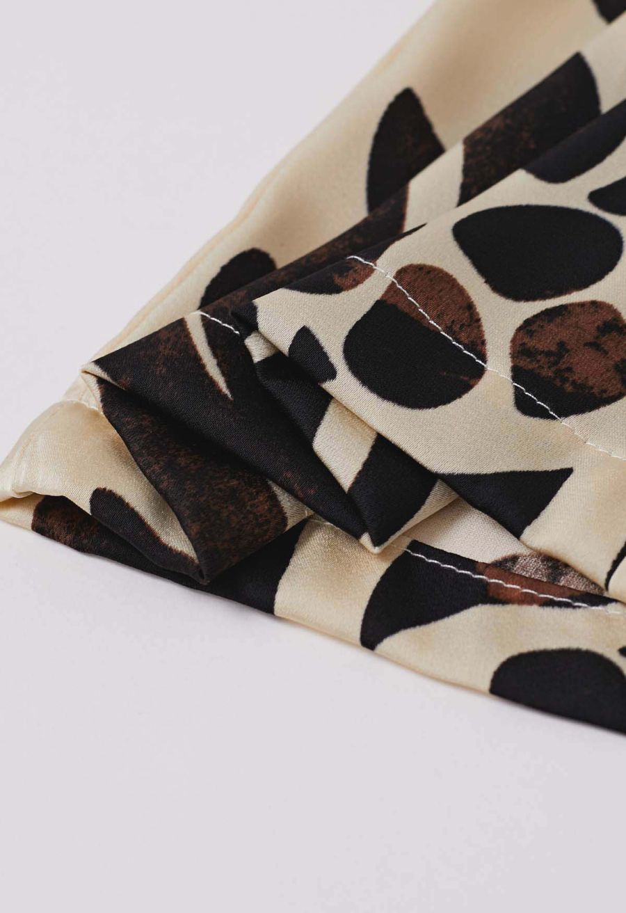 Two-Tone Exotic Tile Printed Satin Pants