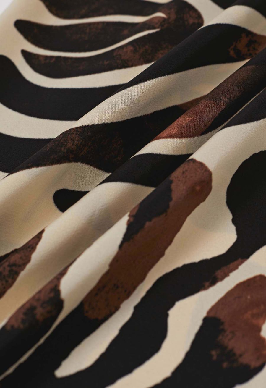 Two-Tone Exotic Tile Printed Satin Pants