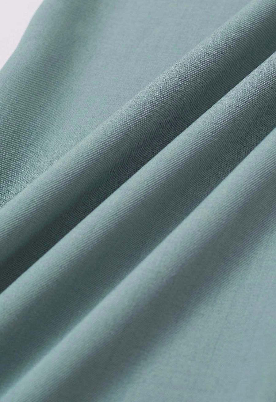 Tailored Straight Leg Belted Pants in Turquoise