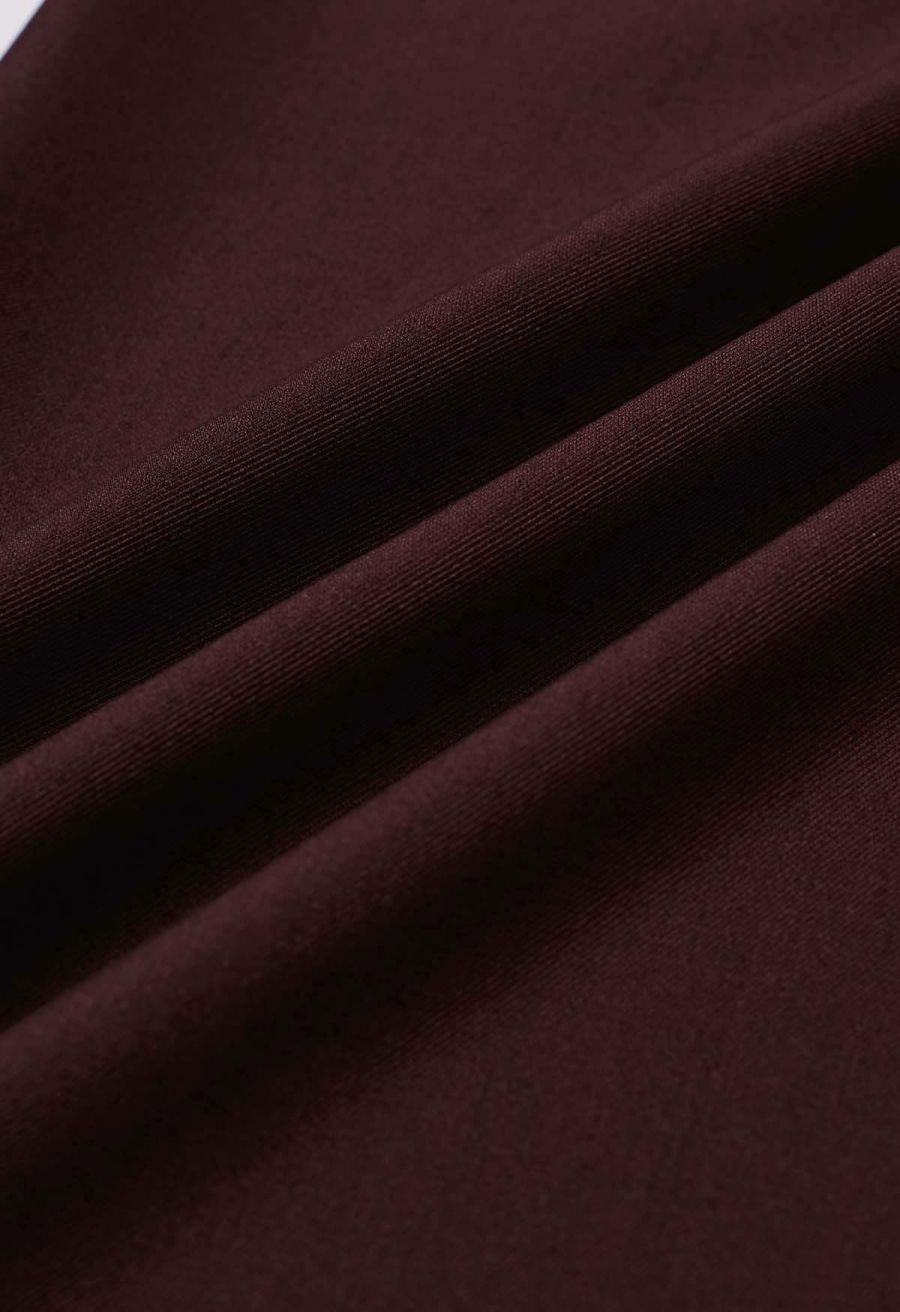 Tailored Straight Leg Belted Pants in Plum